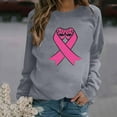 thumbnail image 2 of Trendy Breast Cancer Shirts for Women Long Sleeve Round Neck Pink Ribbon Print Tops Casual Loose Pullover Hoodie Top,Gray 6,S, 2 of 5