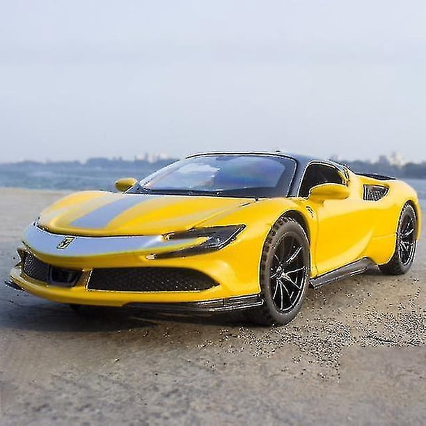 Modelo de coche Ferrari SF90 Stradale 1:32 Metal fundido a presión amarillo