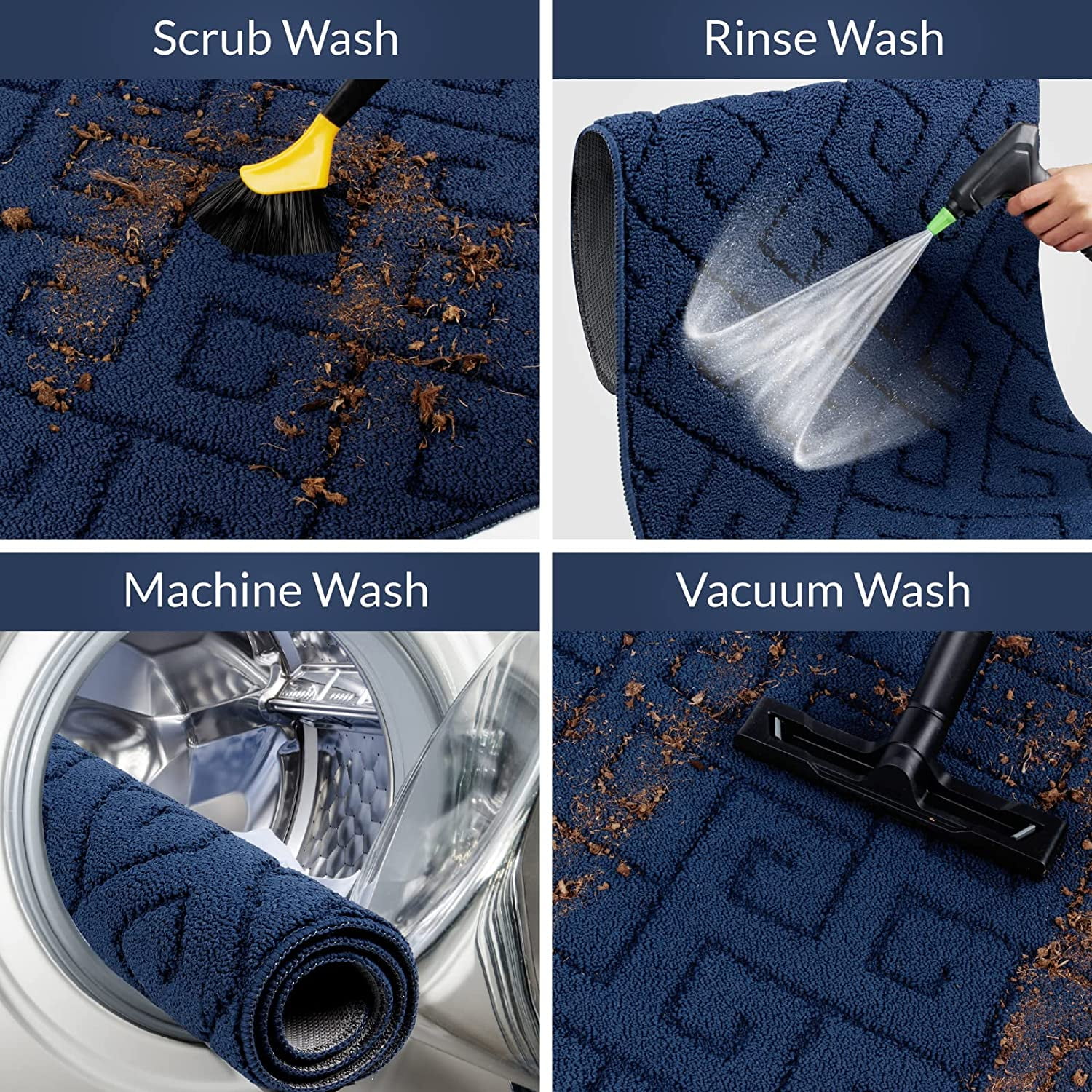 Walensee Indoor Doormat, Front Door Mat for Entrance, 24"x35" Navy Blue