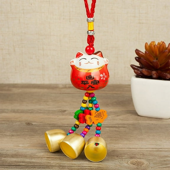 Masteelf  2 Pcs Car Hanging Cat Decorations Lucky Wind Chimes for Entryway Friends