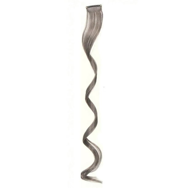 Zhuge Extensiones de cabello de colores, 12 piezas, 18 pulgadas, extensiones de cabello con clip, mechas largas, onduladas, sintéticas, gris oscuro