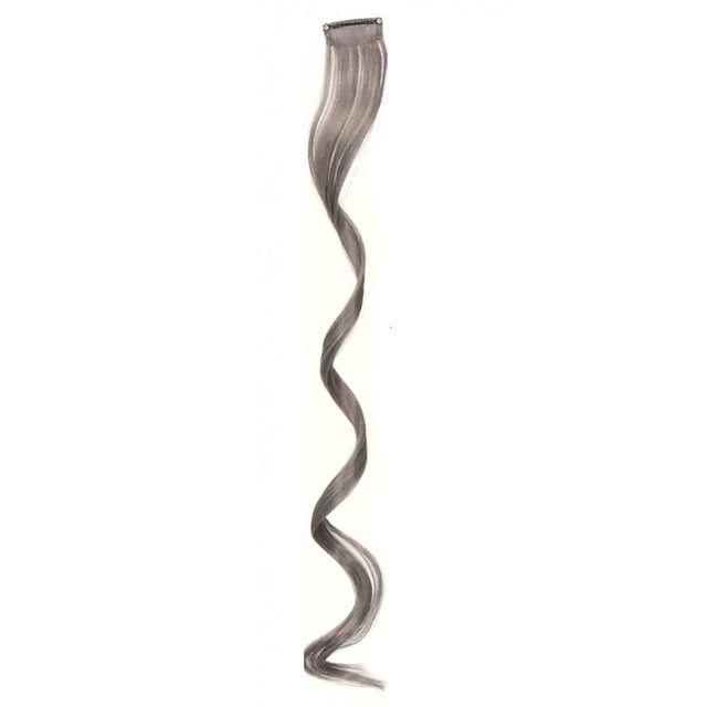 Xiao Hua Extensiones de cabello de colores, 6 piezas, 18 pulgadas, con clip, arcoíris, un color, para fiestas, mechones sintéticos largos y ondulados, para mujeres, regalos de fiesta, gris oscuro