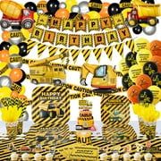 284 Pack Construction Birthday Party Supplies Dump Truck Construction Birthday Decorations Construction Party Plates Construction Birthday Tablecloth Cups Napkins Construction Foil Balloons Serves 20
