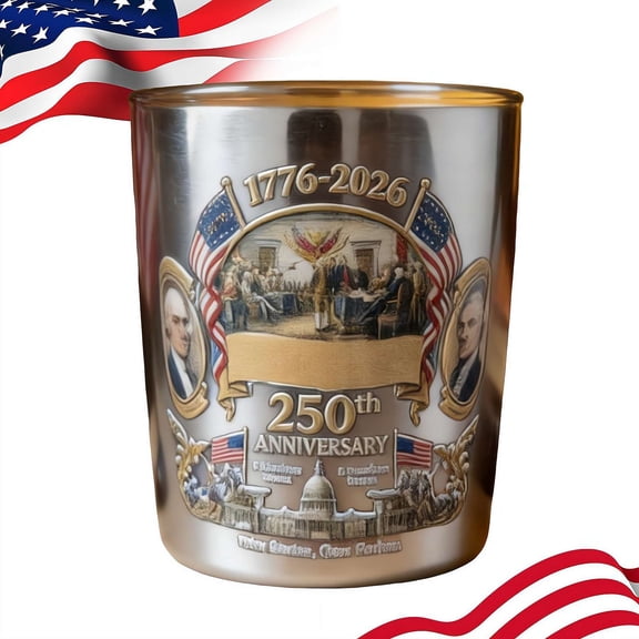 U.S 250th Anniversary Commemorative Glass (1776-2026), Collector's Whiskey Glass,Historical Gift for Veterans and History Buffs-Gold