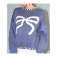 thumbnail image 3 of Michellecmm  Women Comfy Sweaters Casual Warm Bow Print Long Sleeve Pullover, 3 of 8