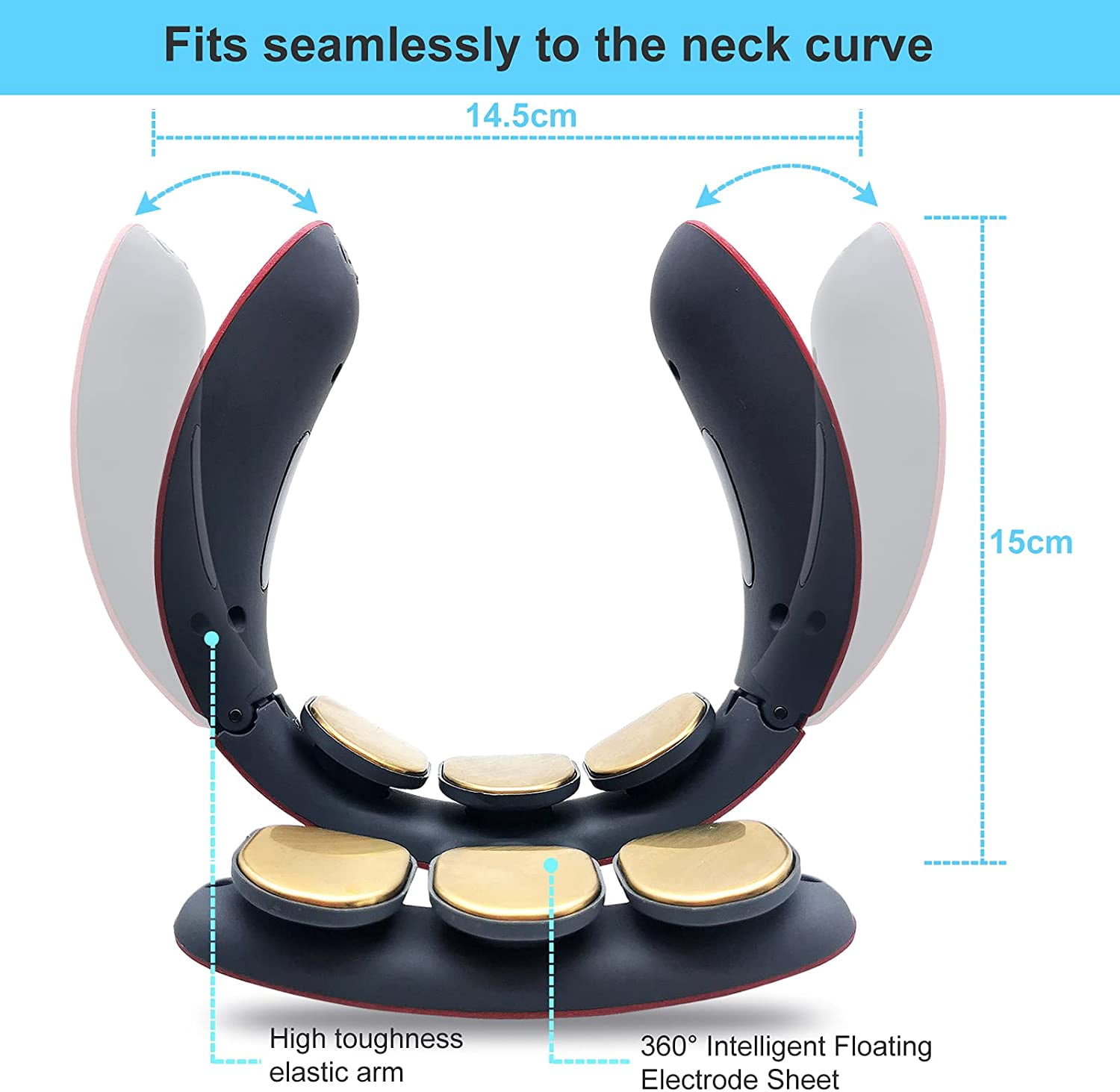Electric Neck Massager with Heat - Intelligent Pulse Neck and Shoulder Pain Relief Massager Cordless Deep Tissue Trigger Point Massager for Women and Men (6 Pads)