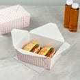 thumbnail image 4 of Restaurantware Paper Food Box 50 Count 90 Oz Leakproof Paper Lunch Box Greaseproof Food Container Tab-Lock Design 8.5 x 6.2 x 3.5 Inches Pink and White Stripe, 4 of 11