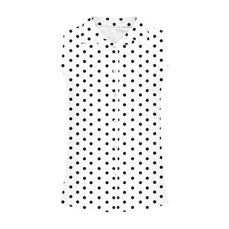 UYISJ Womens Lapel Tank Tops Vintage Polka Dots Button Down