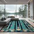 thumbnail image 2 of ODIKA 8'x10' Washable Area Rug Non-Shedding, Easy Care, Striped Coral Reef Starfish Seashell Border Nautical Motifs Marine Flowing for King Size Bedroom Under Bed, Master Suite, 2 of 7