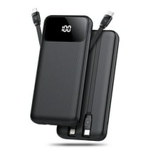 10,000mAh Portable Charger with Built-in Cables,22.5W Fast Portable Charger Power Bank with USB-C, Battery Pack with LED Display Compatible with iPhone and Android Phone,Hiking,Travel Essentials