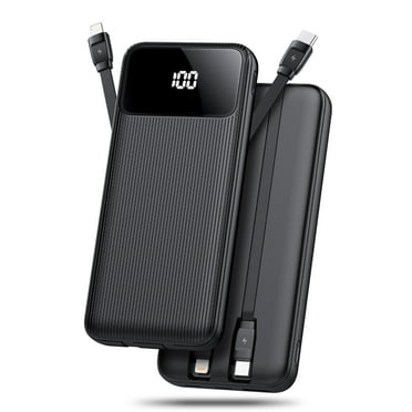 10,000mAh Portable Charger with Built-in Cables,22.5W Fast Portable Charger Power Bank with USB-C, Battery Pack with LED Display Compatible with iPhone and Android Phone,Hiking,Travel Essentials