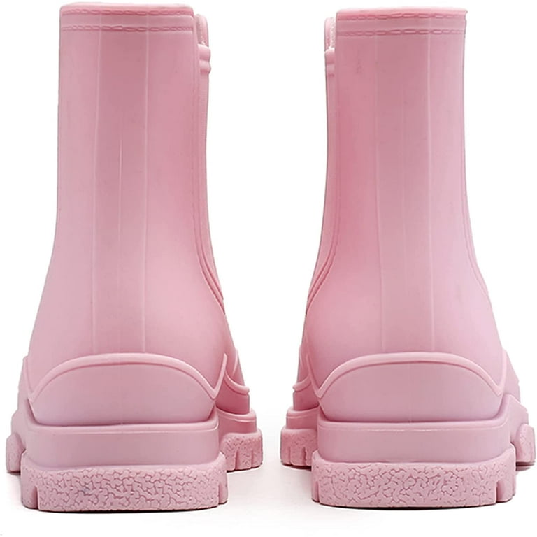 Pure Pink Ankle Rubber Boots for Women Waterproof Gardening TPE