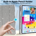 thumbnail image 6 of Dteck Smart Case for 9th 8th 7th Generation 10.2 inch,Leather Glittering Sparkly Folio Shockproof Sparkly Crystal Clear Back Cover Stand Case for iPad 10.2" 2021/2020/2019,Silver, 6 of 7