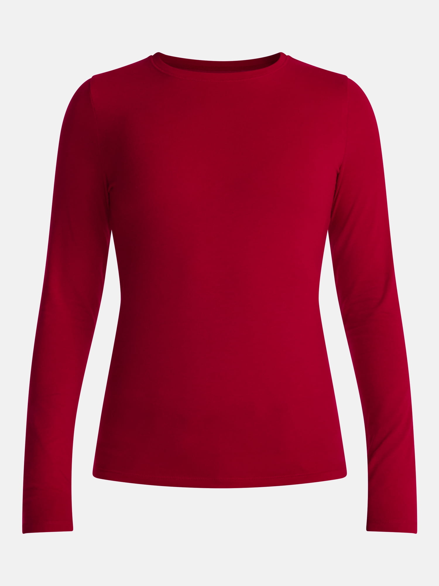 No Boundaries Crewneck Tee with Long Sleeves, Women's XXS-XXL