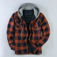 thumbnail image 2 of Men's Casual Jacket Autumn Winter Fashion Hooded Zip Up Checkered Lapel Pocket Outerwear Lightweight Comfortable Stylish, 2 of 2