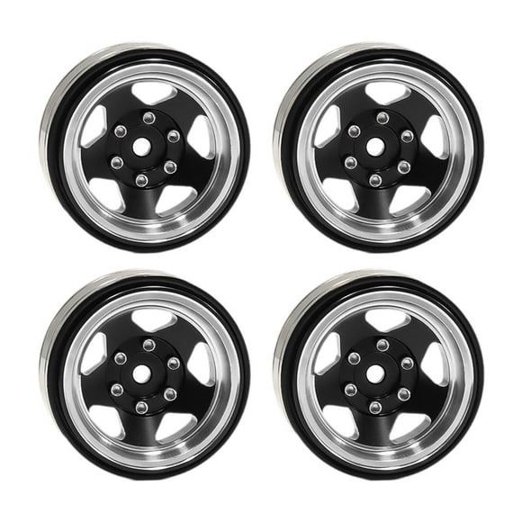 Xuanheng 4 Pieces 1.3 Inches Beadlock Wheel Rim for FMS Ascent-18 1: 18 RC Car Sturdy Black
