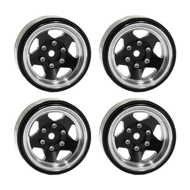 MERIGLARE 4 Pcs Jante de Roue Beadlock 1.3 Pouces pour FMS Ascent-18 1: 18 Voiture RC Robuste Noir