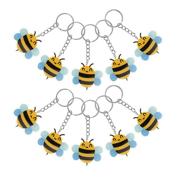10 Pcs Cartoon Bee Keyring Wrist Keychain Mugs Beekeeper Baby