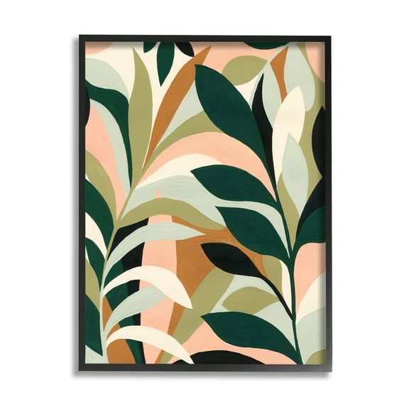 Contemporary Layered Leaves Botanical & Floral Graphic Art Black Framed Art Print Wall Art
