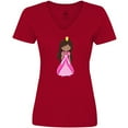 thumbnail image 3 of Inktastic African American Princess In Pink Dress Women's V-Neck T-Shirt, 3 of 5