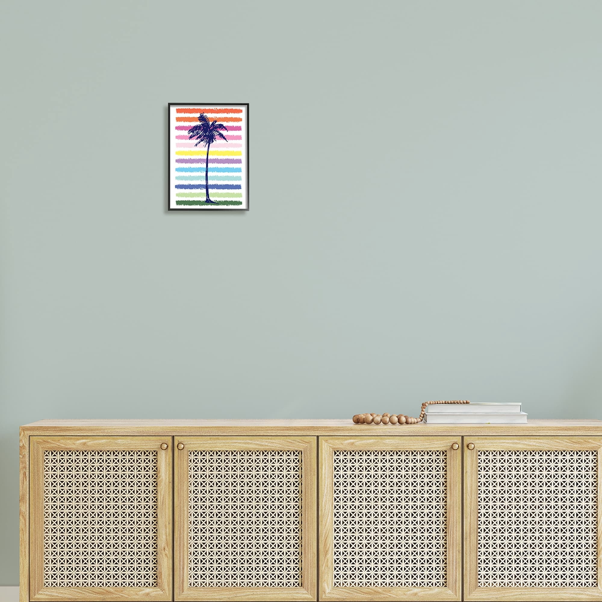 Stupell Industries Cute Rainbow Pattern Palm Tree Tropical Stripes , 16 x 20, Design by Jennifer McCully