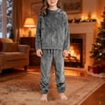 thumbnail image 2 of LIJCC Boys' Girls' Coral Fleece Clothes Set Sweatshirt Top and Pants Winter Warm Soft Fuzzy Homewear Sleepwear Tops(Grey,3-4 Years), 2 of 6