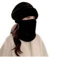thumbnail image 2 of Axiiglly Hats for Women Soft Warm Winter Hat Scarf Integrated Fleece Lined Cold Weather Snow Hats Casual Outdoor Windproof Neck Protection Scarf Cute Cuffed Plush Hat, 2 of 3