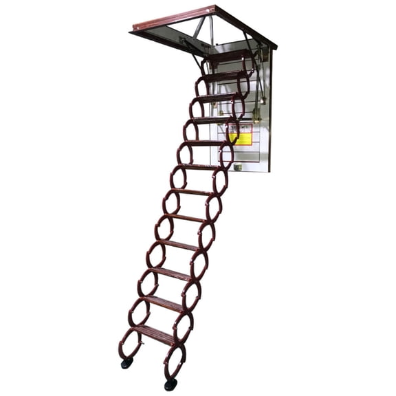 9.8ft Attic Loft Ladder Attic Pull Down Ceiling Folding Hidden Stairs Red 31.5"*35.4" 12 Steps