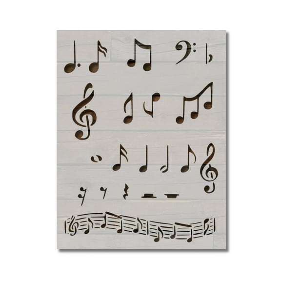 Sheet Music Musical Notes Stencil Template Reusable 8.5 x 11 for Painting on Walls, Wood, Etc. By Stencilville