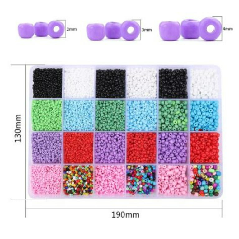 Threadart 16 Color Set of Glass Seed Beads - Size 12, Round 2mm - 14400  Beeds - 900 Beeds Per Color 