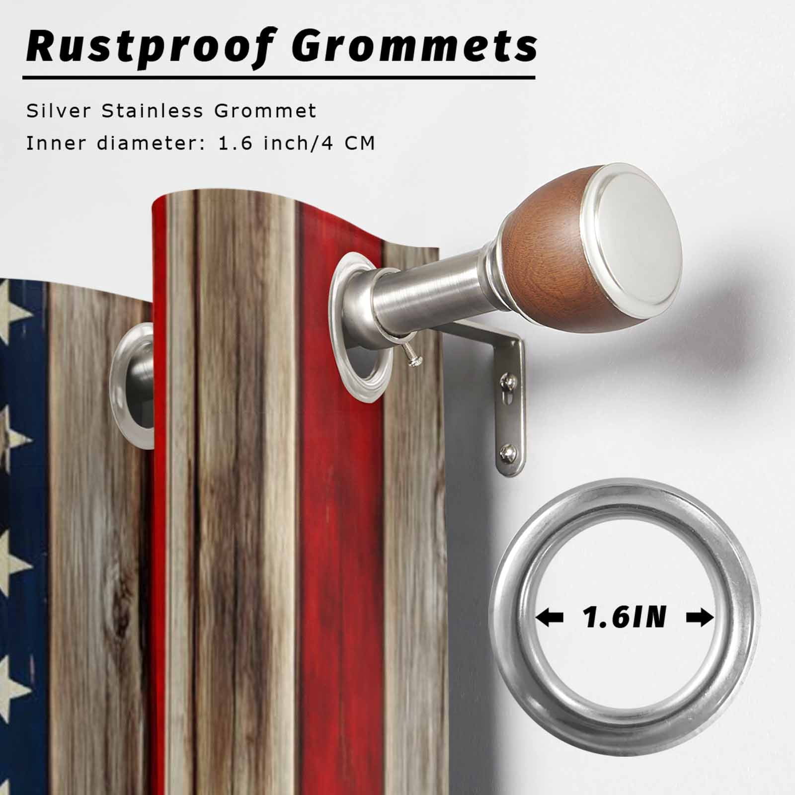 America Years Outdoor Curtains for Patio, Independence Day Patriotic Red Blue Flag Wood Grain Sunshade Privacy Drapes Grommet Waterproof Outside Curtains for Porch/Cabana/Balcony 54"x 108", 1 Panel