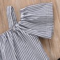 thumbnail image 6 of Summer Toddler Baby Little Girl Off Shoulder Stripe T-Shirt Top Black Casual Legging Pant Clothes Suit, 6 of 7