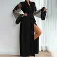 thumbnail image 5 of PMVFHDE Women's See Through Mesh Long Robe with Lace Trim, Long Sleeve Kimono, Sheer Cover Up, Elegant Nightwear Lingerie Black,One Size, 5 of 9