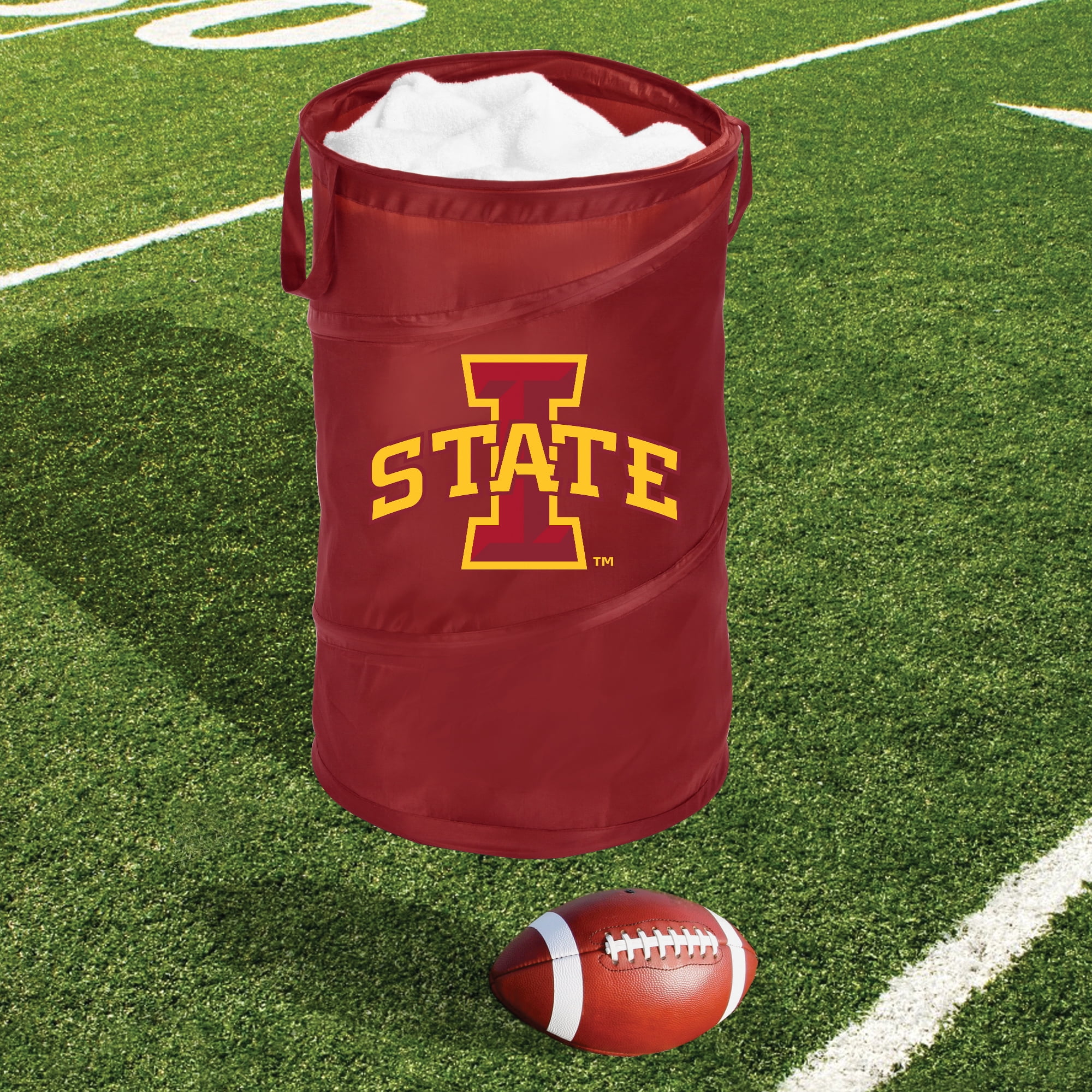 Smart Design Pop up Spiral Laundry Hamper- Collapsible- Gold/Burgundy - Iowa State