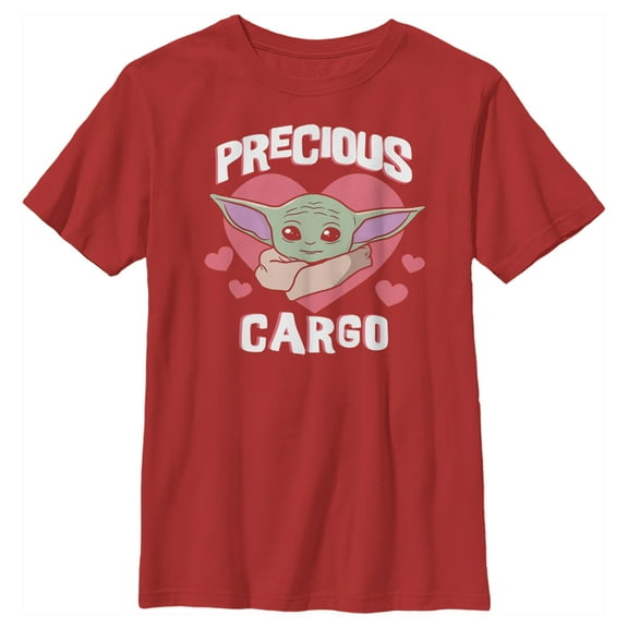 Boy's Star Wars: The Mandalorian Valentine's Day The Child Precious Cargo  Graphic Tee Red X Large