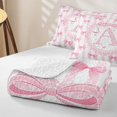 thumbnail image 4 of Manfei Cute Bow Tie Letter Monogrammed A Quilt King for Girls Women,Princess Stripes Bowknot King Coverlet Set, 4 of 7