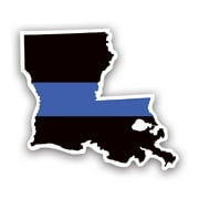 Louisiana State Shaped The Thin Blue Line Sticker Decal - Self Adhesive Vinyl - Weatherproof - Made in USA - police first responder law enforcement support la