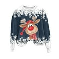 thumbnail image 4 of larppty Ugly Christmas Sweater Funny Xmas Reindeer Print Christmas Party Holiday Pullover Winter Clothes 2025 (Navy, M), 4 of 6
