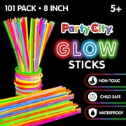 Party City 8 inch Multi Color Bendable Glow Sticks, Light Sticks for Kids & Adults, 101 Pieces