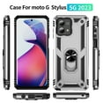 thumbnail image 2 of Feishell Hybrid Armor Case for Motorola Moto G Stylus 5G (2023),Military Grade Shockproof 360 Rotatable Metal Ring Holder Support Magnetic Car Mount Dual Layer Protective Phone Cover,Silver, 2 of 7