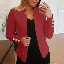 Yuwull Women'S Plus Size Casual Fashion Long Sleeve Cardigan Jacket Open Front Jacket Suit Blue Coat Red Blazer Cardigan S-5Xl