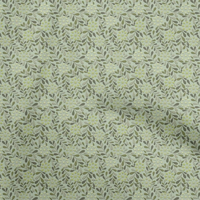 oneOone Viscose Chiffon Light Green Fabric Leaves Sewing Material Print Fabric By The Yard 42 Inch Wide