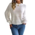 thumbnail image 1 of ZAXARRA Women's Fall Sweaters Long Sleeve Crew Neck Solid Color Pullover Casual Ribbed Knit Tops, 1 of 7
