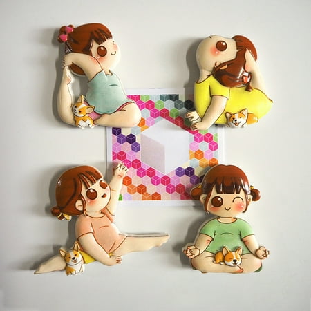 

Refrigerator Magnet Vivid Lovely Beautiful Three-dimensional Creative Home Decoration Resin Cartoon Yoga Girl Refrigerator Sticker for Office