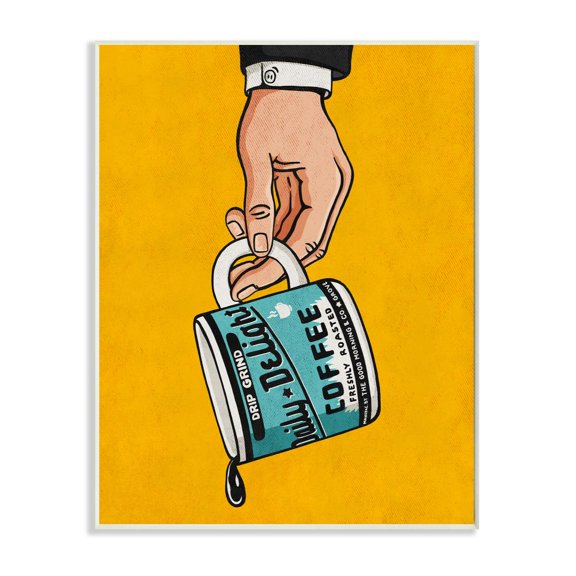 Stupell Industries Drip Coffee Cup Vintage Comic Book Yellow Blue Design Wall Plaque by Ester Kay