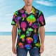 thumbnail image 2 of Fotbe Bright Mushrooms Camisa Hawaiana para Hombre Unisex – Camisa Casual de Verano con Botones de Manga Corta de Algodón y Lino,XX-Large, 2 of 7