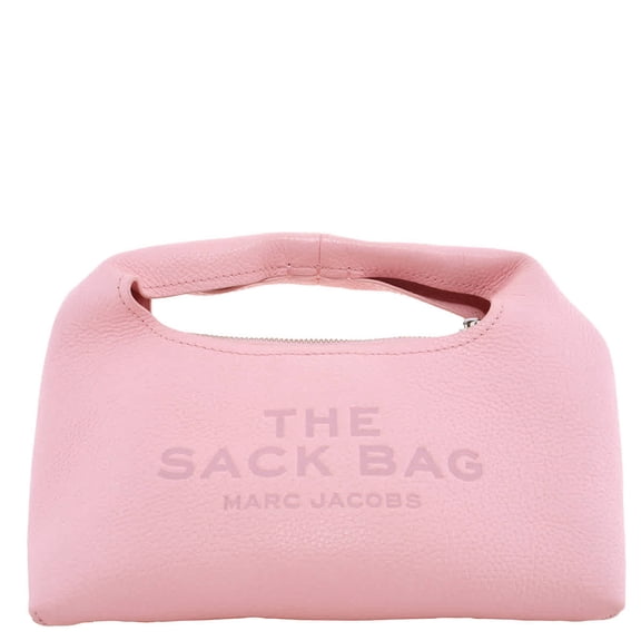 Marc Jacobs Ribbon Pink Pebbled Leather Mini Sack Bag with Zip Pouch