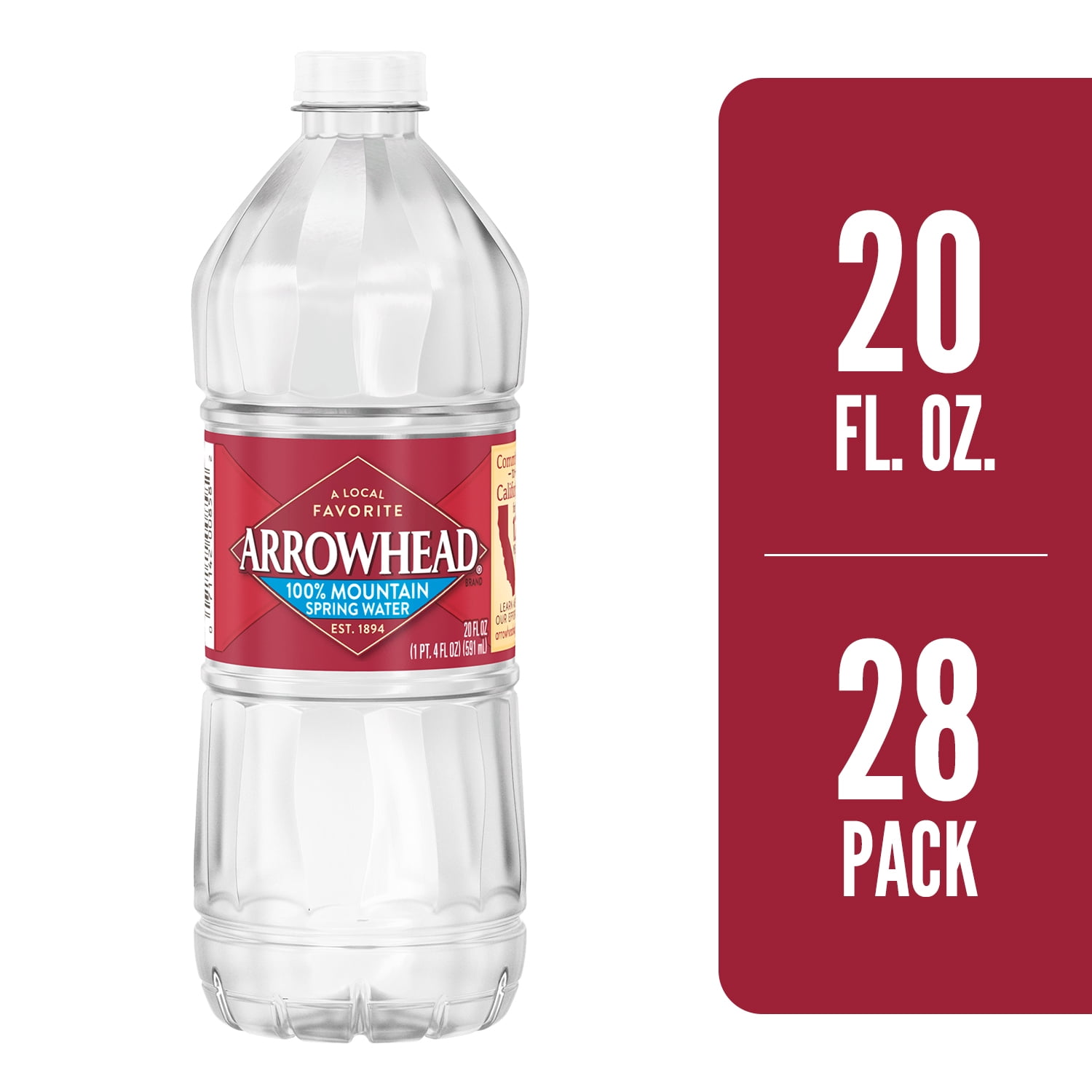 ARROWHEAD Brand 100 Mountain Spring Water, 20ounce plastic bottles
