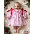 thumbnail image 4 of Loicainy Baby Toddler Girl Christmas Dress 6 12 18 24 Months 2T 3T 4T Long Sleeve Santa Embroidery Striped Dresses, 4 of 9