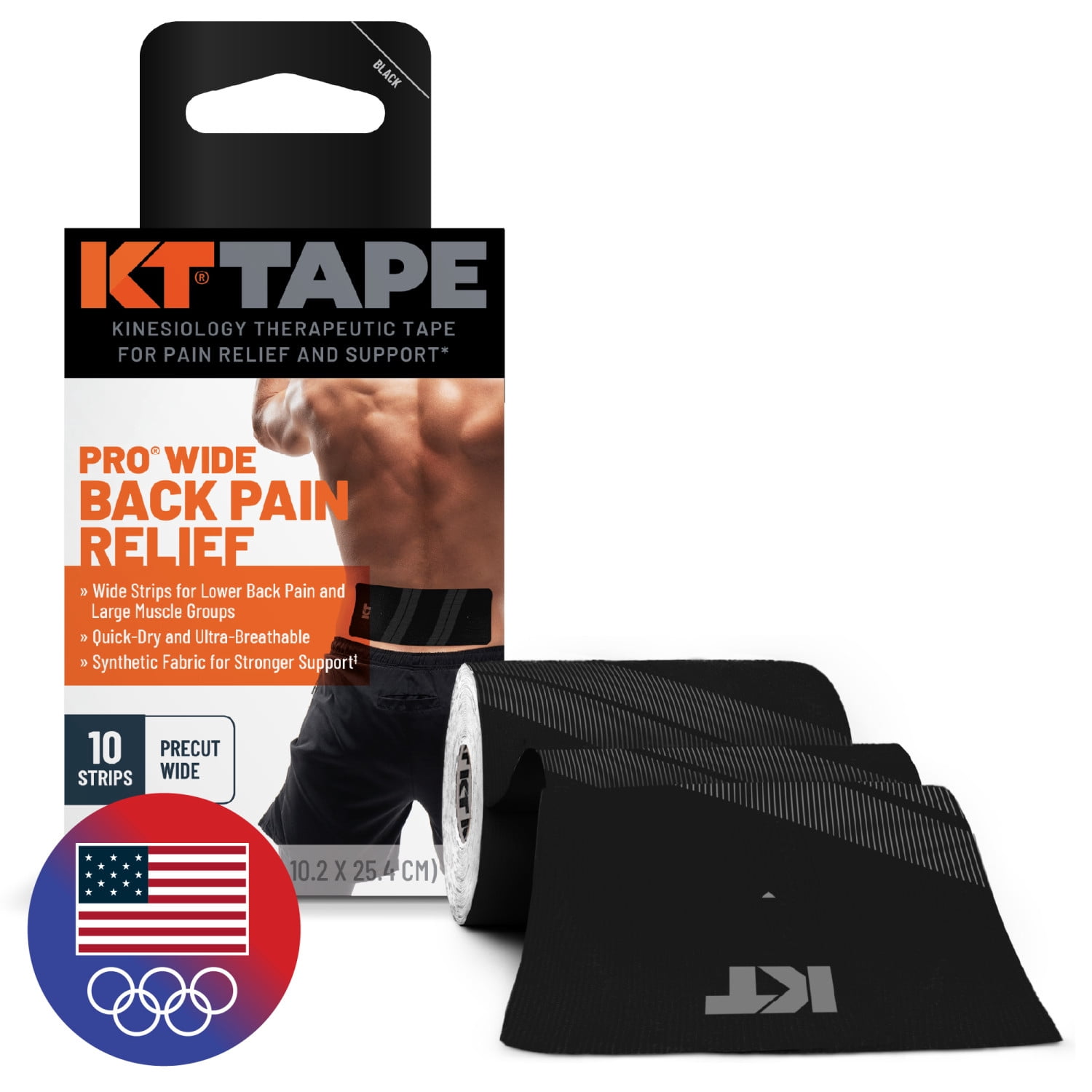 KT Tape Pro Wide Jet Black Therapeutic Tape 10 ea HSA/FSA Eligible